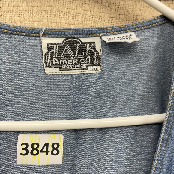 Vintage Denim Dress Womens 20 Farm Ranch Embroidered Jumper Talk America Modest - Picture 6 of 10